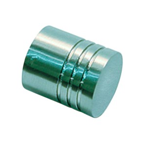 Gardinia terminale Chicago cilindrico, effetto acciaio inox, 2 pezzi per bastoni per tende.