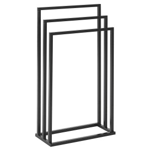 Portasciugamani freestanding Charras con 3 barre in acciaio nero, 45x84 cm.