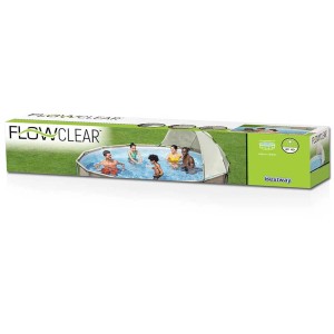 Emballage de l'abri solaire de piscine Bestway Flowclear pour piscines Ø 305-549 cm.