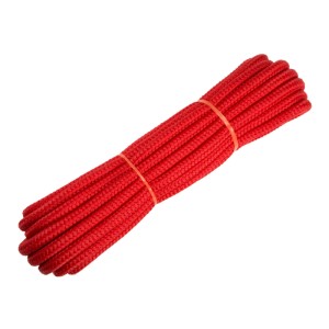Corde rouge tressée en polypropylène Conacord, diamètre 10 mm, longueur 15 m.