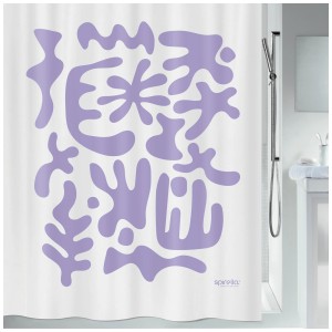 Tenda doccia Spirella Dolly con motivo viola, 200x180 cm, poliestere, idrorepellente.