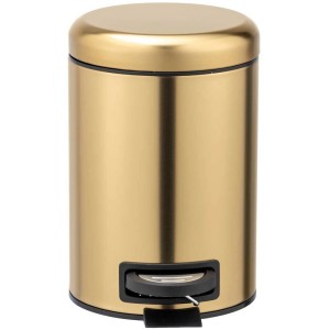 Wenko Pattumiera a pedale Leman, 3 l, acciaio inox oro opaco, cestino cosmetico con pedale.