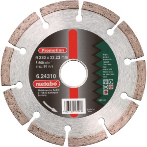 Disque diamant Metabo SP Promotion, 230 mm, pour meuleuses d'angle. Pour couper les matériaux de construction.