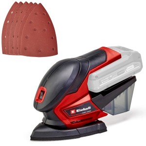 Ponceuse multifonction sans fil Einhell TE-OS 18/150 Solo avec papier abrasif. Ponceuse compacte pour coins et bords.