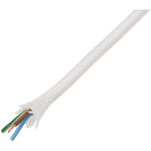 Câble textile blanc TD H05VV-F3G1.0 au mètre, conduit flexible en plastique.