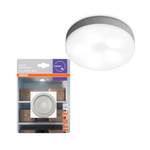 Lampe LED Osram DOT-it Touch Slim, une veilleuse compacte avec chargement USB et variateur tactile.