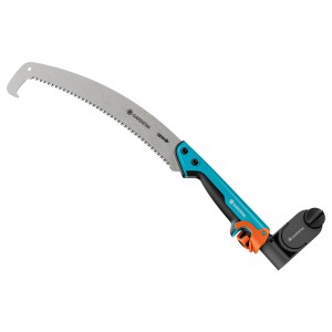 Scie Gardena avec adaptateur pour coupe-branches StarCut Pro L. Scie à branches avec manche bleu et noir.