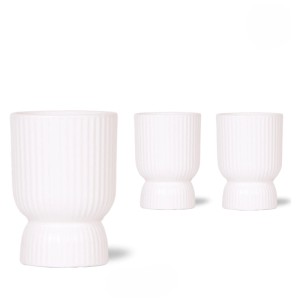 Kolibri Home Diabolo pot de fleurs blanc côtelé en 3 tailles. Idéal pour les orchidées.