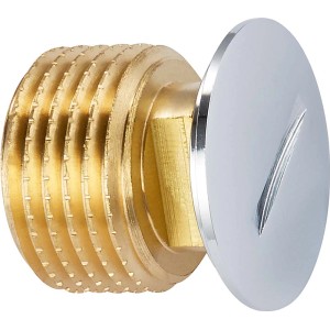 Tappo filettato in ottone cromato 21 mm (R 1/2) per sigillare raccordi filettati.