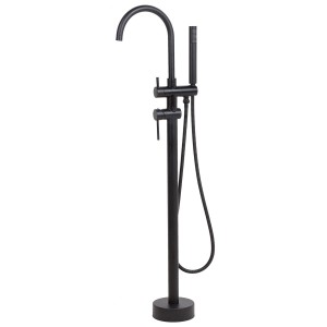 Miscelatore per vasca freestanding Tugela nero opaco con doccetta per vasche da bagno.