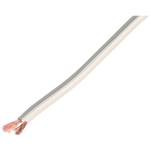 Câble de haut-parleur blanc (2x1.5 mm²) vendu au mètre pour audio et vidéo.