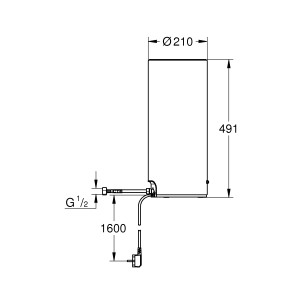 Disegno tecnico Grohe Red Boiler taglia L Cromo con dimensioni.