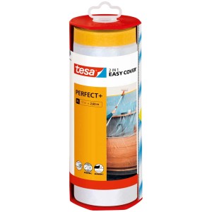 Tesa Easy Cover Perfect+ XL film de masquage avec distributeur, 17x2,6 m, pour travaux de rénovation.