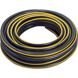 Tubo da giardino LUX-TOOLS PRO arrotolato, 20 m, 1/2 pollice, blu e giallo.