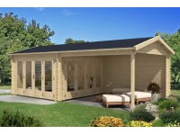 Alpholz Gartenhaus Freiburg-44 Natur 755 cm x 399 cm mit 2 Falttüren