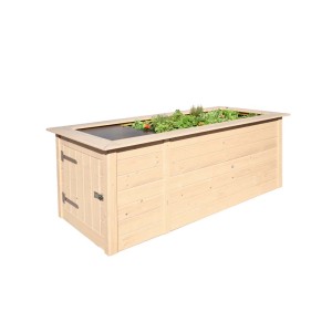 Letto rialzato da giardino Weka Profi 669 C grigio in legno, 81x205x79 cm, con erbe aromatiche e ripiano.
