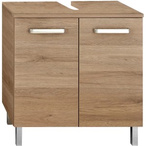 Meuble sous-vasque Pelipal Offenbach en chêne Sanremo, 62x60 cm, avec deux portes et poignées argentées.