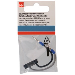 Cartouche lumineuse LED blanche pour interrupteurs/boutons en emballage transparent.