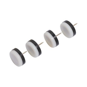 Feltrini in plastica Ø 30 mm con perno, set da 4 per mobili e protezione superfici.