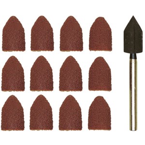 Proxxon supporto per cappe abrasive 9 mm con cappe abrasive (grana 80/150) per utensili miniaturizzati.
