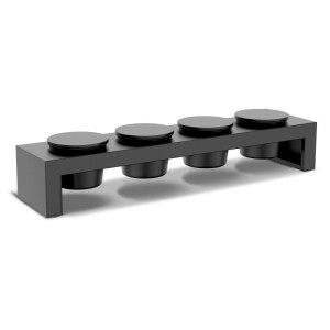 Cozze Topping Station per cucine da esterno: scaffale in acciaio nero con 4 ciotole e coperchi.