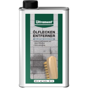 Ultrament smacchiatore per olio 0,5 l in secchio di metallo con spazzola. Detergente per pavimentazione e superfici assorbenti.