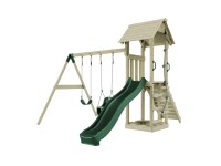 PolarPlay Spielturm Vimmerby Schaukel Babyschaukel Rutsche Dunkelgrün