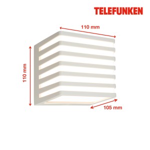 Telefunken LED applique murale extérieure, gris clair, IP54, 11x11x10,5 cm. Lampe murale moderne pour l'extérieur.