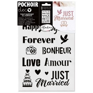 Stencil Aladine Love (20x30cm) con scritte e motivi per stencil.