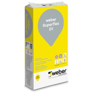 Sack Weber Superflex D1, 15 kg, flexible Dichtschlämme für Feucht- und Nassräume.