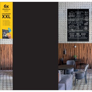 Securit Kreidetafel XXL Set, 6 schwarze Tafeln mit Klebepads zur Wandmontage, beschreibbar.