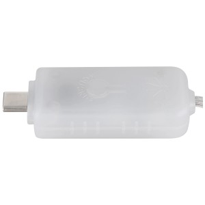 Dettaglio: Unità di controllo bianca con connettore USB-C per striscia LED Globo.