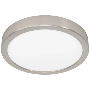 Runde Eglo LED-Deckenleuchte Fueva 6 in Nickel-Optik, Ø 21 cm, mit CCT-Technologie.