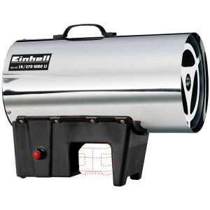 Générateur d'air chaud sans fil Einhell GE-HG 18/370 Niro Li en acier inoxydable avec batterie et chargeur.