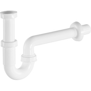 Siphon tubulaire blanc avec tube réglable (38,9 mm) pour lavabos.