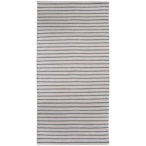 Tappeto passatoia Missouri a righe argento-verde scuro, 60x120 cm, in cotone.