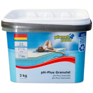 Planet Pool pH-Plus Granulés 3 kg en seau pour augmenter le niveau de pH de la piscine.