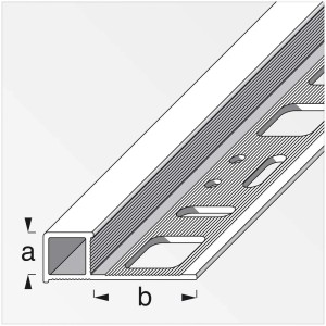 Quadratisches Aluminium-Fliesenprofil in Titan, 1x2x250 cm, mit Alfer-fix Lochbild zum Kleben.