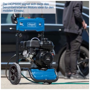 Nettoyeur haute pression essence Scheppach HCP5000, bleu. Idéal pour une utilisation mobile.