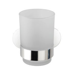 Wenko Zahnputzbecherhalter Uno Orea Shine: Wandhalterung aus Edelstahl mit satiniertem Glasbecher.
