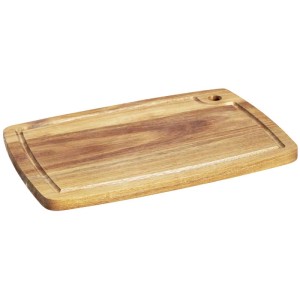 Tagliere Wenko Aki in legno di acacia con scanalatura per il succo e foro per appenderlo, 25,5x35 cm.