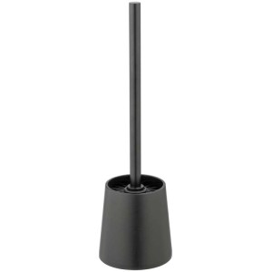 Set WC nero Wenko Sortino con spazzola in silicone e manico in acciaio inox.