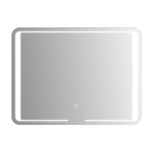 Specchio LED rettangolare argentato RoomLight III, 80x60 cm, con illuminazione perimetrale.
