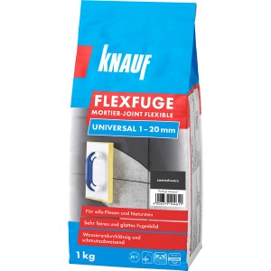 Knauf Flexfuge Universal Nero velluto, sacco da 1 kg. Stucco per piastrelle e pietra naturale.