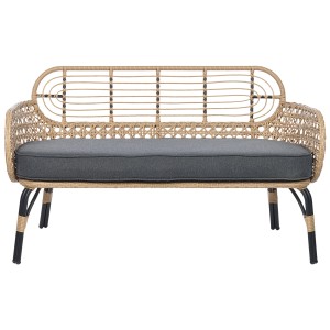 Divano da giardino Beliani a 2 posti in rattan grigio grafite, ideale per aree lounge.