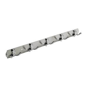Verchromte Hettich Hakenleiste mit 5 Haken zum Anschrauben.
