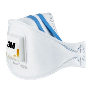 Masque respiratoire 3M Aura 9322+ FFP2 avec soupape pour ponçage manuel et machine.