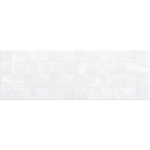 Carrelage mural Cersanit Simple Art, blanc brillant, 20x60 cm, avec structure cubique.