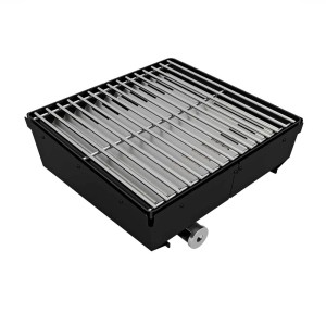 Outdoorchef Blazing-Zone® Kit Plus per grill Davos con griglia in acciaio inox e base nera.