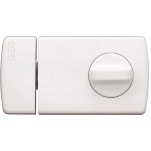 Serrure de sécurité Abus 2110 blanche avec bouton pour portes intérieures.